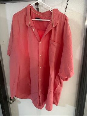 Basic Editions Coral Button-Down Short-Sleeve Shirt